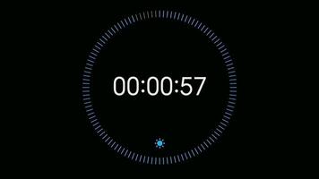 countdown one minute digital on black screen landscape video