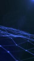 Porträt Blau Plexus Spinnen Raum Partikel form, futuristisch Neon- Grafik Hintergrund, 3d Technologie gestalten Hintergrund Animation video