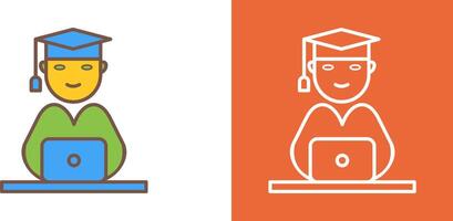 Unique Studying on Laptop Icon Design vector