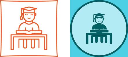 Unique Studying on Desk Icon Design vector