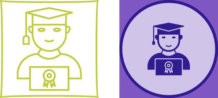 Unique Student Holding Degree Icon Design vector