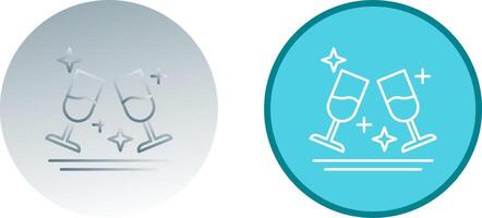 Two Glasses Romantic Icon Design vector