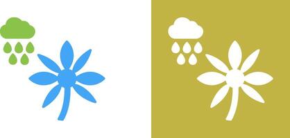 Flower with rain Icon Design vector