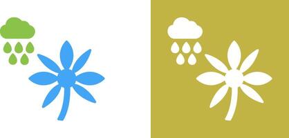 flor con lluvia icono diseño vector