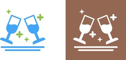 Two Glasses Romantic Icon Design vector