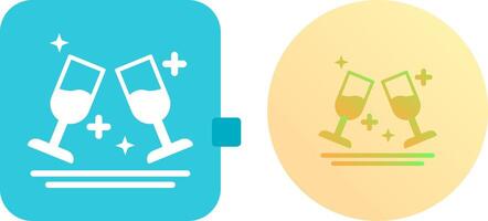 Two Glasses Romantic Icon Design vector