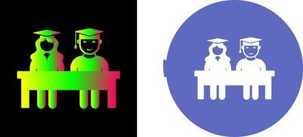 Unique Students Sitting Icon Design vector