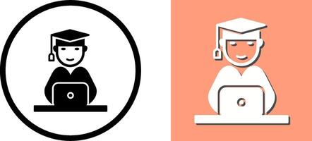 Unique Studying on Laptop Icon Design vector