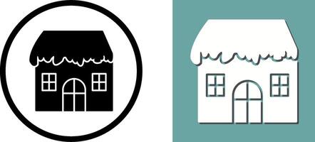 Unique House with Snow Icon Design vector