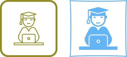 Unique Studying on Laptop Icon Design vector