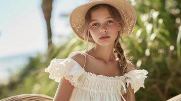 A charming and whimsical look featuring a babydoll s with a smocked waistline and a dainty bow ideal for a day spent exploring a quaint coastal village photo