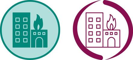 Unique Burning Building Icon Design vector