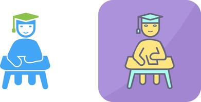 Unique Studying on Desk Icon Design vector