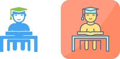 Unique Studying on Desk Icon Design vector