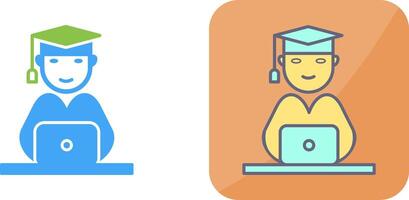 Unique Studying on Laptop Icon Design vector