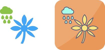 flor con lluvia icono diseño vector