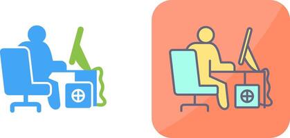 Computer Worker Icon Design vector