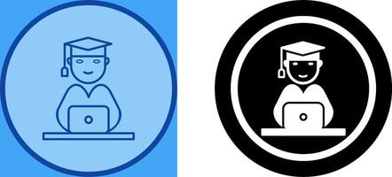 Unique Studying on Laptop Icon Design vector