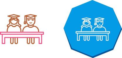 Unique Students Sitting Icon Design vector