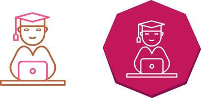 Unique Studying on Laptop Icon Design vector