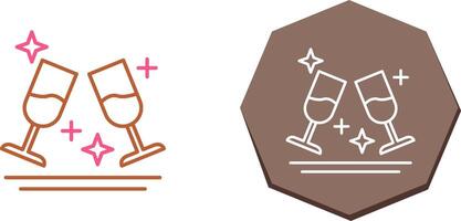 Two Glasses Romantic Icon Design vector