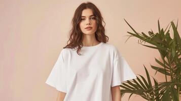 A relaxed tshirt with exaggerated batwing sleeves perfect for a casual yet stylish look photo