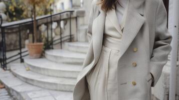 A creamcolored silk slip dress worn under an oversized houndstooth blazer. This outfit encapsulates the effortlessly chic aesthetic of 90s minimalism photo