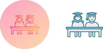 Unique Students Sitting Icon Design vector