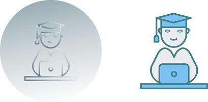 Unique Studying on Laptop Icon Design vector