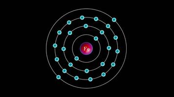 järn med elektroner roterande runt om de atom video