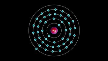 silver- med elektroner roterande runt om de atom video