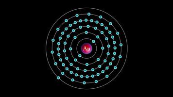 oro con electrones giratorio alrededor el átomo video