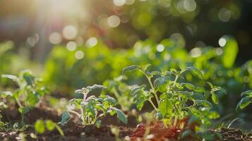 A vegetable garden in the backyard providing fresh produce for the mans meals photo