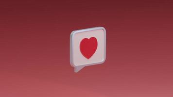 3d model- tekst liefde bericht icoon met hart. sociaal media bericht concept video