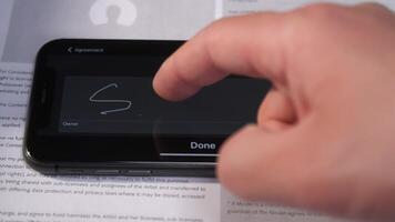 digital signature with finger in phone screen video