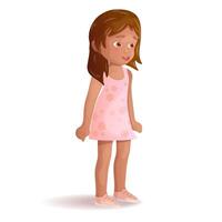 Little girl in a pink dress on a white background. vector