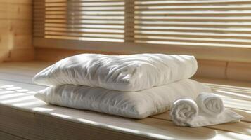 A soft and luxurious sauna pillow designed to provide optimal neck and head support during sauna sessions. photo