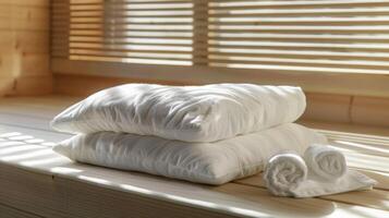 A soft and luxurious sauna pillow designed to provide optimal neck and head support during sauna sessions. photo