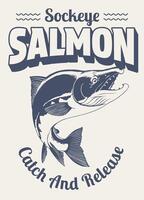 salmón rojo salmón camisa diseño en Clásico vector
