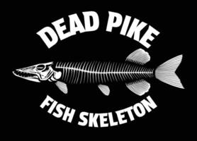 Dead Pike Fish Skeleton Illustration Concept vector