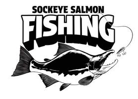 Sockeye Salmon Fishing T-Shirt Design in Black and White vector