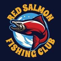 rojo salmón pescar mascota logo vector