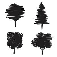 Hand Drawn Tree Doodle Icons vector