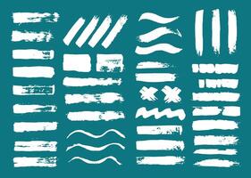Black paint brush strokes element bundle. Ink textured strokes template set. Artistic abstract brushes template. vector