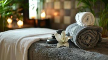 A variety of specialized treatments offered such as hot stone massages facials and body wraps tailored to each guests needs and preferences. photo