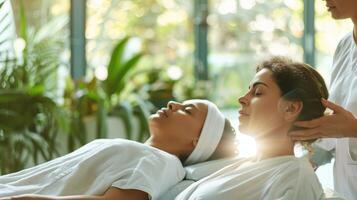 Two practitioners are working together one using an infrared sauna and the other performing reiki on a patient at the same time for a powerful combination of healing therapies. photo