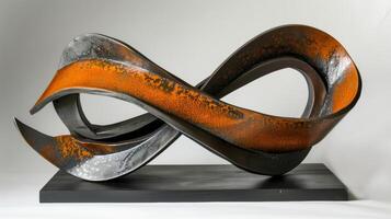 Fusion of ceramic and metal through welding resulting in a striking and unique sculpture. photo