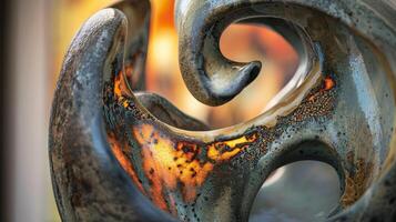 The use of raku firing technique to add a dramatic flair to a massive ceramic sculpture. photo