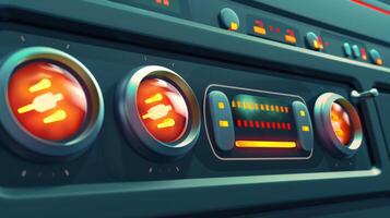 A closeup illustration of a control panel with different temperature and time settings. photo