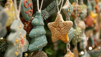 A final display of all the completed clay ornaments each one a beautiful and personalized creation to be treasured for years to come. photo